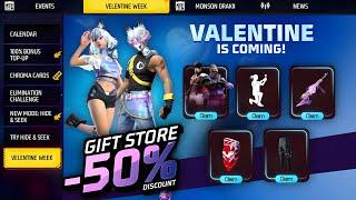 Velentine Special Gift Store 50 Off | rose emote return | free fire new event | ff new event