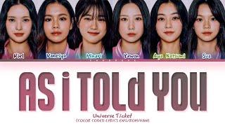 [Universe Ticket] Volcano Team As I Told You (by Kim Sungjae) Lyrics (Color Coded Lyrics)