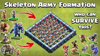 Skeleton ARMY Formation Vs All Troops | Clash of Clans Gameplay