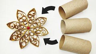 Easy Paper Quilling Tutorial / Toilet Paper Roll Christmas Ornaments / DIY Recycling Decorations