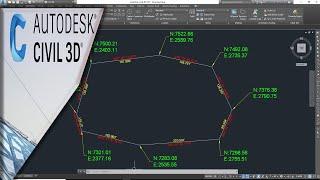 AutoCAD Civil3d Insert points to vertices  of polyline |Edit Text label & insert Bearing & distance