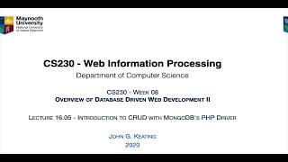 CS230 L16.05 Introduction to CRUD with MongoDB's PHP Driver