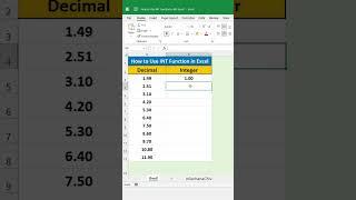 Round Off Decimal Number to The Nearest Integer Use INT Function in MS Excel #excel #shorts