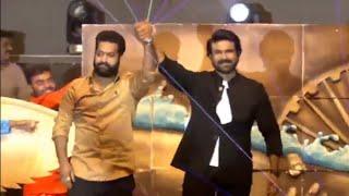Ram Charan & NTR POWERFUL ENTRY On Stage | RRR Pre Release Event | TFPC