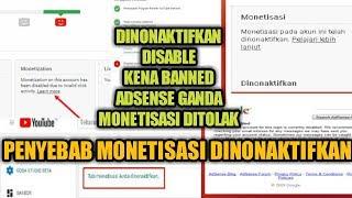 Penyebab Monetisasi Dinonaktifkan Dan Cara MENGAKTIFKAN KEMBALI