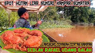 STRIKE BABON UDANG GALAH‼️Langsung Masak Seblak Rafael Udang Galah Diatas Sampan || Prawn Fishing