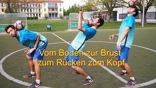 Wie den Ball vom Boden zur Brust, zum Rücken, zum Kopf bekommen Tutorial