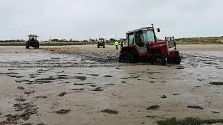 Pulling out a stuck tractor on the Fitties beach