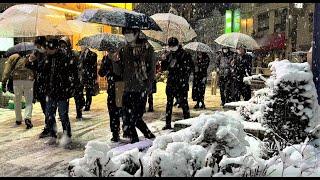 Tokyo's Shibuya Hit by Heavy Snowfall, Jan 2022