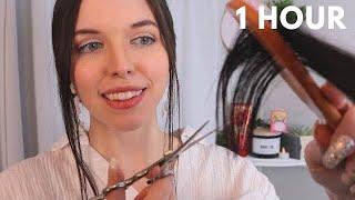 ASMR Relaxing Haircut & Massage Compilation | (1 HOUR)