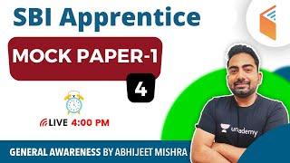 4:00 PM - SBI Apprentice 2020 | Banking Awareness by Abhijeet Mishra | Mock Paper-1