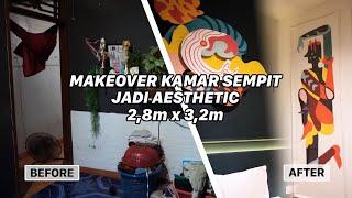 AESTHETIC BEDROOM MAKEOVER (2,8m x 3,2m) dekor kamar sempit