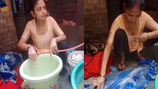 Beautiful Indian housewife cloth washing | Desi style cloth wash..| #dailyvlog