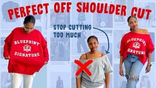 DIY Perfect Off Shoulder Cropped Sweatshirt | T-shirt cutting for Beginners!