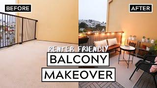 DIY BALCONY MAKEOVER  RENTER FRIENDLY!!