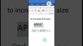 Shortcut keys to increase and decrease font size in MS word