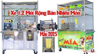 Ra Mắt Xe Mía Tủ Kính 1,2 Mét 2025 Đầu 2 Lớp Mặt Bàn Rộng Bán Đa Năng