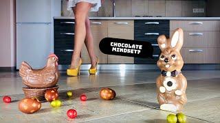 Pea vs. Chocolate Bunny! High Heels Crushing Food! Oddly Satisfying ASMR