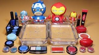 Theme Series #15 "Avengers" Mixing MAKE UP And glitter Into Clear Slime! "Avengers Silme"