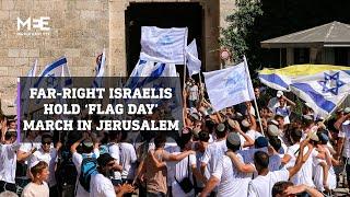 Far-right Israelis gather outside Damascus Gate on 'Flag March' day