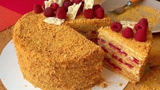 Так Медовик только вкуснее!!! Рецепт медовика с малиной / Honey cake Medovik with raspberries recipe