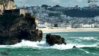 Live Surf  BIG WAVE Surfer Rides MASSIVE Choppy Wave in Nazaré Portugal  [4K Video]