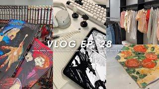 vlog: spring days, making cheesecake, manga shopping + hauls, lots of eating & anime
