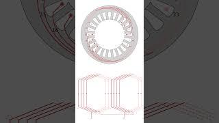 Electric Machine AC Lap winding Diagram fractional-Pitch 24slots