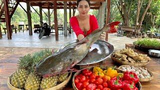 How to cook big fish with vegetable recipe in my countryside - Amazing cooking