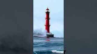 Unexpected Giant Wave Slams Lighthouse – Caught on Camera! #scaryocean #oceanship #ocean