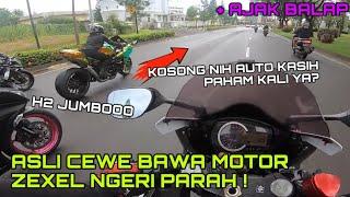 AJAK BALAP KAWASAKI H2 SUPER JUMBOOO ? NGERI BANGET LIAT CEWE INI BAWA MOTOR ITU DAG DIG DUG BOS KUE