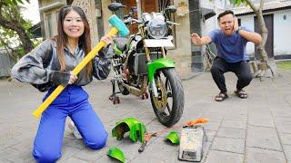 PRANK HANCURIN MOTOR NINJA ZAINAL!! DIA PANIK AUTO MARAH!!