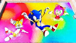 GTA 5 Sonic Team Jumping Ragdolls Into Rainbow Pool (Amy Rose, Tails, Knuckles)