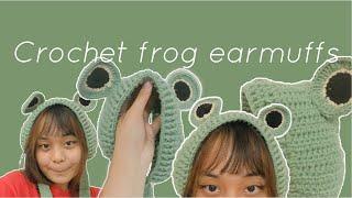 Crochet frog ear muffs