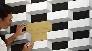 BRICK 3D WALL PAINTING || LATEST 3D WALL DECORATION || CAT TEMBOK 3D MOTIF BATA