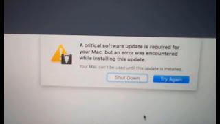 a critical software update is required for your mac touch bar not working