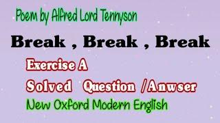 Poem by Alfred Lord Tennyson | Break,Break,Break | Exercise A | Solved Question / Answer