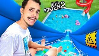 BENUTZE NIEMALS XXL WASSERRUTSCHE in POOL mit JEDER EMOTION aus ALLES STEHT KOPF 2 um 3 UHR