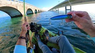 Kayak Fishing The ENTIRE 7 MILE BRIDGE Round Trip In One Day!! Florida Keys