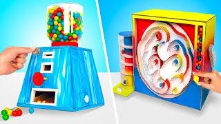 GUMBALL MACHINES AT HOME || Easy Cardboard Chewing Gum Dispensers