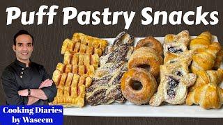 5 Sweet Puff Pastry Snacks | Puff Pastry Recipe Ideas | Cooking Diaries by Waseem