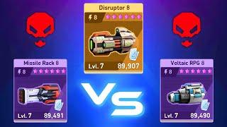 Disruptor vs Missile Rack vs Voltaic RPG - Shadow - Mech Arena