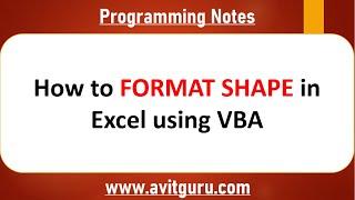 How to format shape in excel using VBA