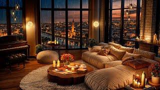 Relax in a Luxury London Apartment with Tender Jazz Saxophone Music | Soft Rain Sounds for Sleeping