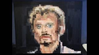 Johnny Hallyday painting pixel by Bench