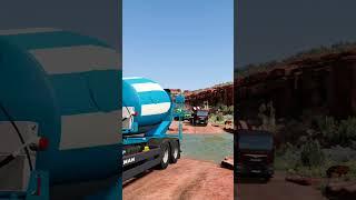 Mix Colour Cement Truck vs Deep Water #shorts #trending #beamngdrive #viralshorts #truck #jcb #2