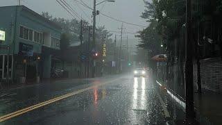 Stress Free Heavy Rain Walk. Relaxing Sound for Sleep Study Meditation. White Noise ASMR.