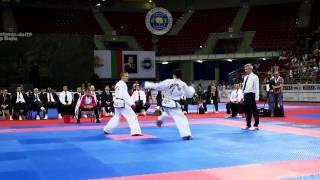 Evgeny Otsimik (Rus) v Ri Chung Il (DPRK). -57kg Male Sparring Final. ITF World Championships 2013