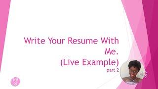 Write your resume with me 2 – NO EXPERIENCE – Fashion Design Example