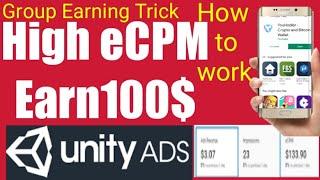 Unity ads high eCPM trick || SelfClick Trick || Group Earning Trick || Earn 30$ to 40$ Daily